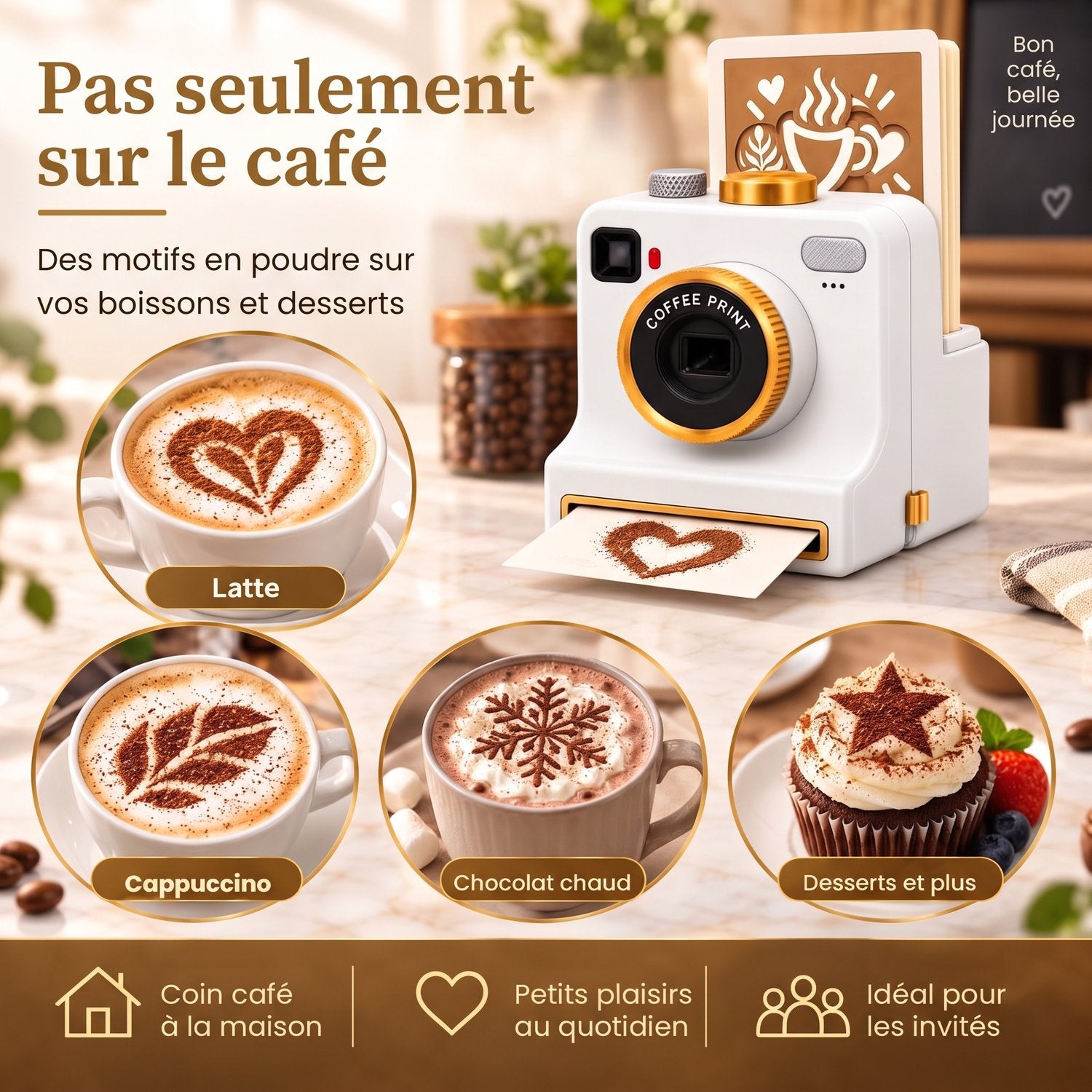CaféClic – appareil latte art pour latte, cappuccino, chocolat chaud et desserts
