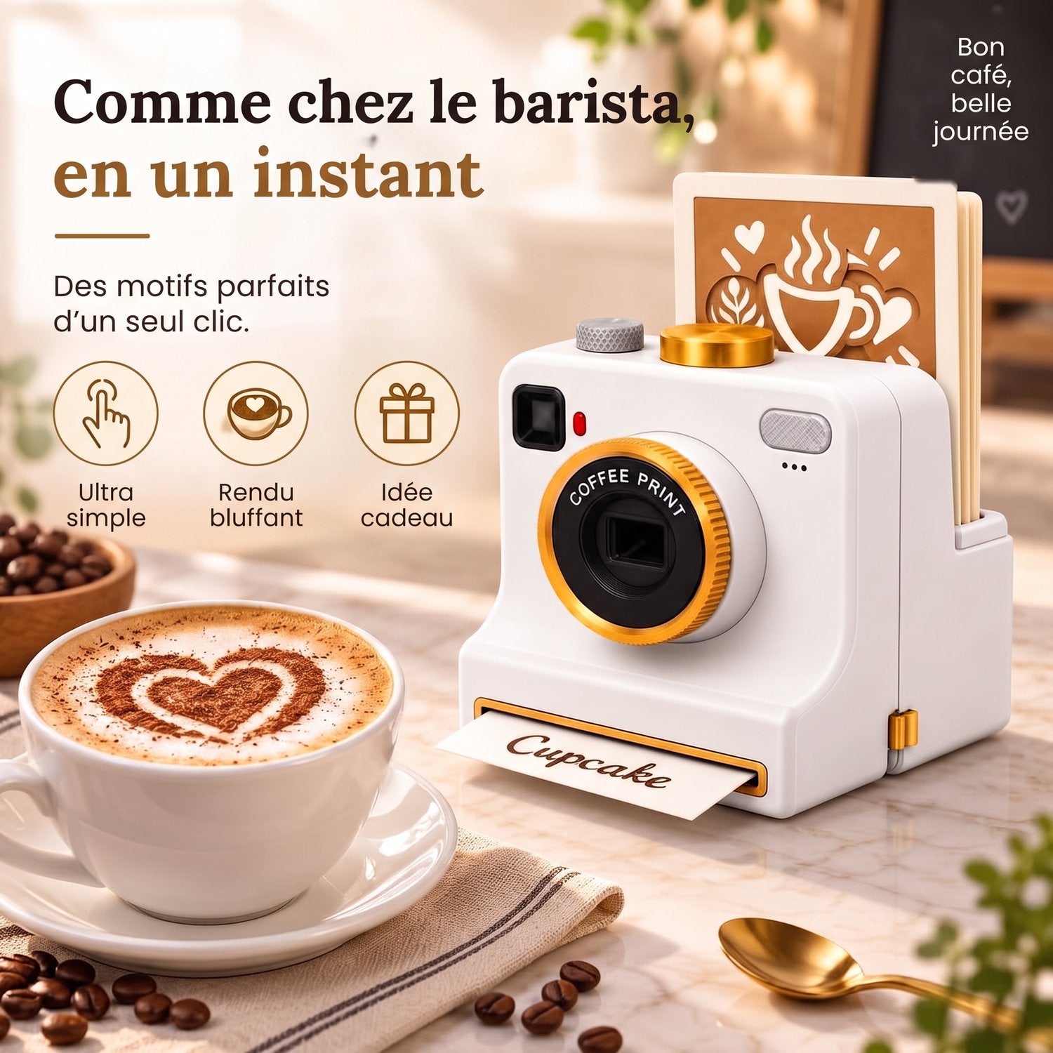 CaféClic – appareil latte art : des motifs de barista sur votre café en un instant
